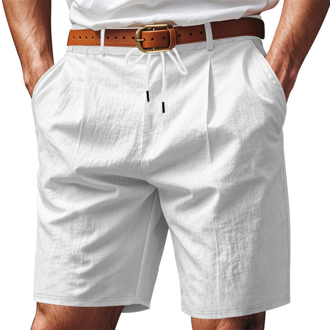 Men's Solid Color Casual Shorts | Breathable Fabric | Tailored Modern Fit | Knee-Length | Versatile Design | Side & Back Pockets | Light Green