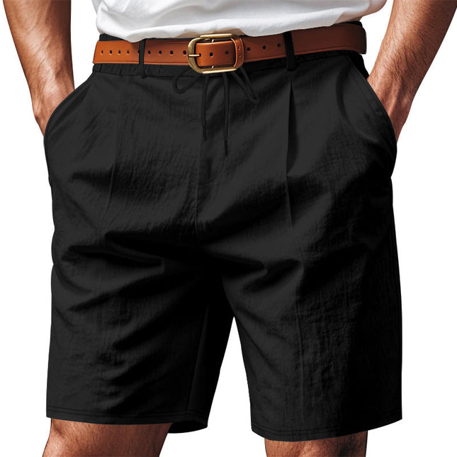 Men's Solid Color Casual Shorts | Breathable Fabric | Tailored Modern Fit | Knee-Length | Versatile Design | Side & Back Pockets | Light Green