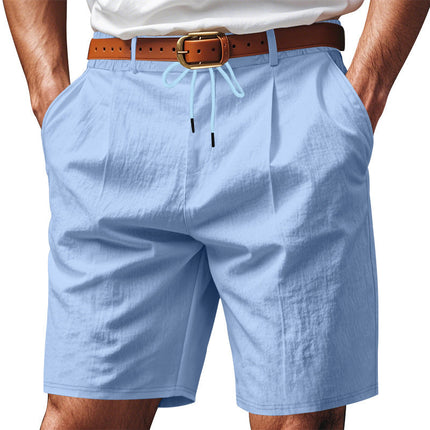 Men's Solid Color Casual Shorts | Breathable Fabric | Tailored Modern Fit | Knee-Length | Versatile Design | Side & Back Pockets | Light Green