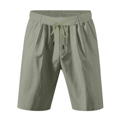 Men's Solid Color Casual Shorts | Breathable Fabric | Tailored Modern Fit | Knee-Length | Versatile Design | Side & Back Pockets | Light Green