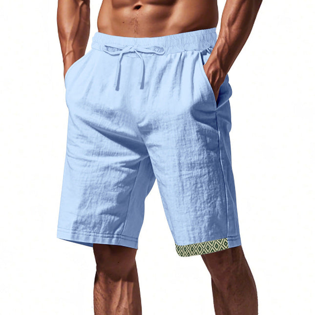 Men's Elastic Waist Casual Shorts | Cotton Linen Blend | Breathable Lightweight | Adjustable Fit | Relaxed Silhouette | Multiple Pockets | Summer Fashion Essentials | Men's Clothing