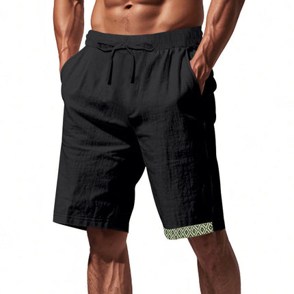 Men's Elastic Waist Casual Shorts | Cotton Linen Blend | Breathable Lightweight | Adjustable Fit | Relaxed Silhouette | Multiple Pockets | Summer Fashion Essentials | Men's Clothing