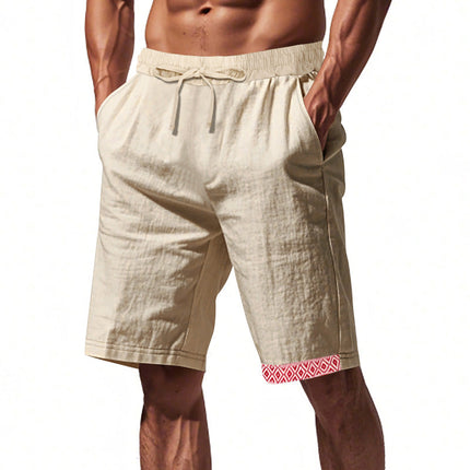 Men's Elastic Waist Casual Shorts | Cotton Linen Blend | Breathable Lightweight | Adjustable Fit | Relaxed Silhouette | Multiple Pockets | Summer Fashion Essentials | Men's Clothing