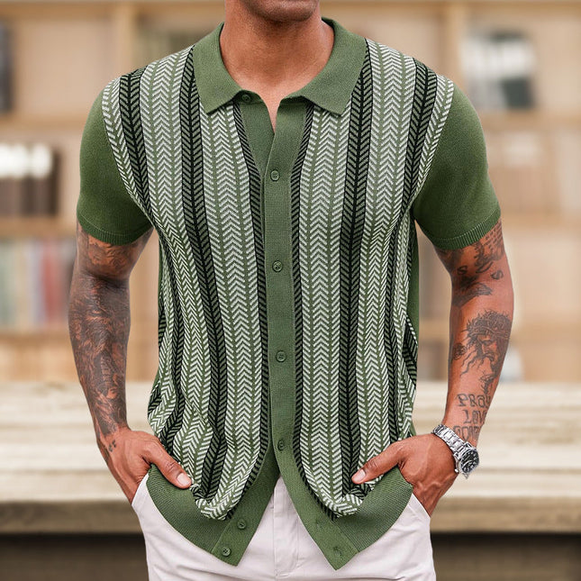 Men's Short Sleeve Knitted Polo Shirt | Classic Collar | Tailored Fit | Breathable Fabric | Versatile Colors | Machine Washable | Casual & Semi-Formal Wear