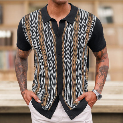 Men's Short Sleeve Knitted Polo Shirt | Classic Collar | Tailored Fit | Breathable Fabric | Versatile Colors | Machine Washable | Casual & Semi-Formal Wear