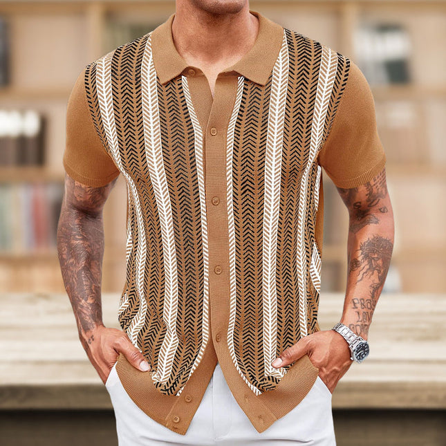 Men's Short Sleeve Knitted Polo Shirt | Classic Collar | Tailored Fit | Breathable Fabric | Versatile Colors | Machine Washable | Casual & Semi-Formal Wear