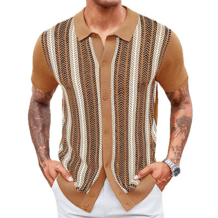 Men's Short Sleeve Knitted Polo Shirt | Classic Collar | Tailored Fit | Breathable Fabric | Versatile Colors | Machine Washable | Casual & Semi-Formal Wear