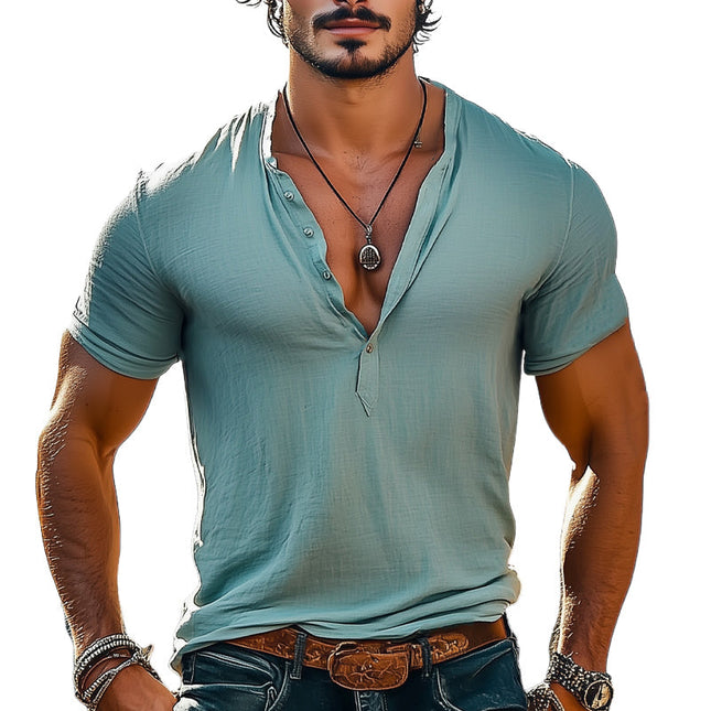 Men's V-neck T-Shirt | Short Sleeve | 100% Cotton | Solid Colors | Summer Casual Top | Sizes S-3XL | Breathable Fabric | Comfortable Fit