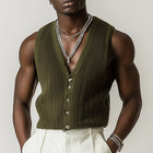 Men's Summer Vest | Retro Woven Design | Solid Color | Lightweight Breathable Fabric | Timeless Style | Versatile Fashion | Comfortable Fit | Ideal for Warm Weather | Casual to Semi-Formal Occasions