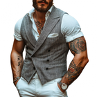 Men's Cotton Blend Slim-Fit Vest | Double-Breasted Peaked Lapel | Casual Suit Vest | Elegant Formal & Smart-Casual Style | Comfortable Lightweight Fabric | Functional Pockets | Versatile Wardrobe Essential