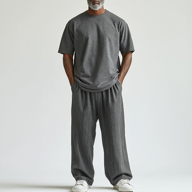 Men's Summer Modal T-shirt Set | Short Sleeve Top | Blended Trousers | Casual & Comfortable | Breathable Fabric | Modern Style | Summer Outfit | Ideal for Casual & Semi-Formal Events
