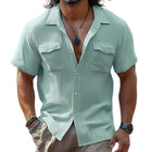 Men's Short-Sleeve Textured Shirt | Comfortable Lightweight Summer Top | Lapel Collar | Breathable Fabric | S-3XL Sizes | Versatile Casual to Polished Occasions