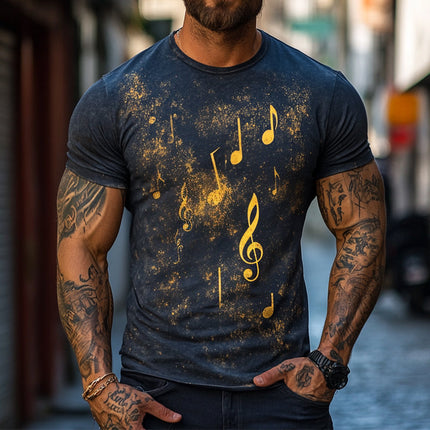 Men's Retro Style Casual T-Shirt | Explosion Note Print | Round Neck | Short Sleeve | Comfortable Cotton Blend | Fashionable Graphic Tee | Versatile Spring Summer Top | Sizes S-3XL | Ideal For Everyday Wear