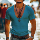 Men's Cotton T-Shirt | Summer Low-Neck | Sweat-Absorbent | Short Sleeve | Breathable & Comfortable | Classic Fit | Multiple Colors | Sizes S-3XL | Versatile Casual Wear