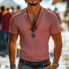 Men's Cotton T-Shirt | Summer Low-Neck | Sweat-Absorbent | Short Sleeve | Breathable & Comfortable | Classic Fit | Multiple Colors | Sizes S-3XL | Versatile Casual Wear