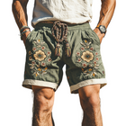 Men's Summer Shorts | Casual Western Style | Ramie Fabric | Splicing & Embroidery Design | Comfortable Fit | Versatile Style | Breathable Clothing