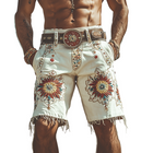 Men's Retro Suede Embroidered Shorts | Spring & Summer Fashion | Lightweight Breathable Fabric | Relaxed Fit | Unique Vintage Style | Stylish Comfort | Functional Pockets