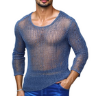 Men's Breathable Hollow Knitted Round Neck Slim Fit Sweater | Casual Lightweight Textured Pullover | Versatile Stylish Layering Top for All-Seasons
