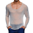 Men's Slim Fit Hollow Knitted Sweater | Breathable Round Neck | Casual Lightweight Layering Top