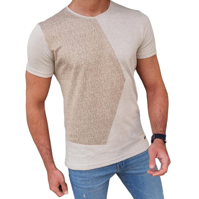 Men's T-Shirt | Soft Cotton | Color Block | Round Neck | Slim Fit | Short Sleeve | Casual | Breathable | Comfortable | Machine Washable | Durable | Fashionable | Multiple Sizes Available