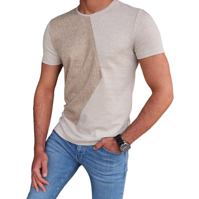Men's T-Shirt | Soft Cotton | Color Block | Round Neck | Slim Fit | Short Sleeve | Casual | Breathable | Comfortable | Machine Washable | Durable | Fashionable | Multiple Sizes Available