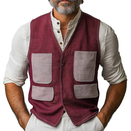 Men's Vest | Summer Fashion | Contrast Color Patchwork | Lightweight Sleeveless Design | Cool Comfort | Versatile Styling | Outdoor Casual Wear | Modern Aesthetics | Ideal for Sunny Days