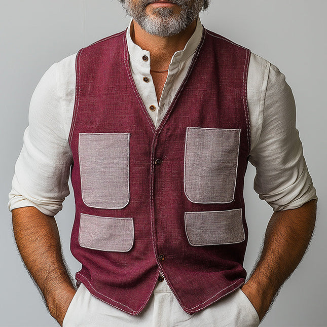 Men's Vest | Summer Fashion | Contrast Color Patchwork | Lightweight Sleeveless Design | Cool Comfort | Versatile Styling | Outdoor Casual Wear | Modern Aesthetics | Ideal for Sunny Days