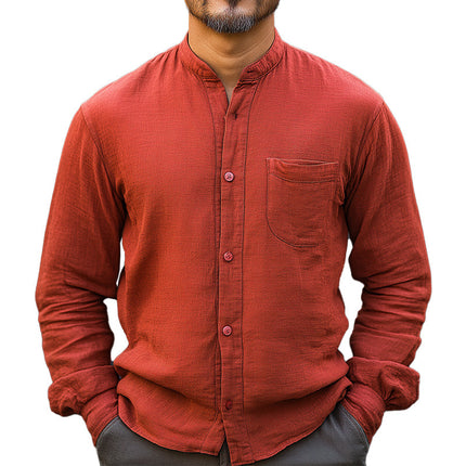 Men's Long Sleeve Dress Shirt | Simple Solid Color | Summer Fashion | Elegant & Comfortable Fit | Breathable Lightweight Fabric | Versatile Casual & Formal Wear | Easy Care & Durable Design