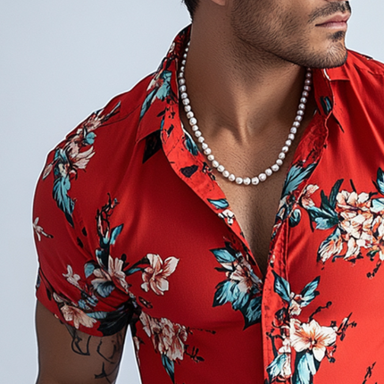 Men's Floral Retro Shirt | Casual Short Sleeve | Lapel Collar | Vintage Print | Summer Beach Barbecue Style | Breathable Fabric | Size S to 3XL | Fashion Wardrobe Essential