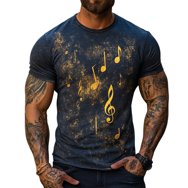 Men's Retro Style Casual T-Shirt | Explosion Note Print | Round Neck | Short Sleeve | Comfortable Cotton Blend | Fashionable Graphic Tee | Versatile Spring Summer Top | Sizes S-3XL | Ideal For Everyday Wear