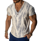 Men's V-Neck Short Sleeve T-Shirt | Retro Casual Woodgrain Print | Lightweight Breathable Fabric | Comfortable Relaxed Fit | Versatile Sizes S-3XL | Ideal for Casual Outings & Everyday Wear