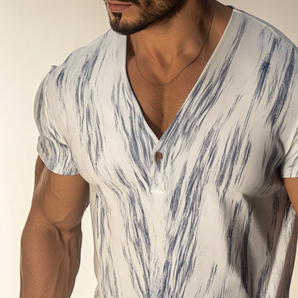 Men's V-Neck Short Sleeve T-Shirt | Retro Casual Woodgrain Print | Lightweight Breathable Fabric | Comfortable Relaxed Fit | Versatile Sizes S-3XL | Ideal for Casual Outings & Everyday Wear
