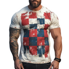 Men's Checkerboard Print T-Shirt | Retro Casual Style | Short Sleeve Round Neck | Distressed Vintage Look | Comfortable Polyester | Sizes S-3XL | Perfect for Casual Outings | Trendy Worn-In Design