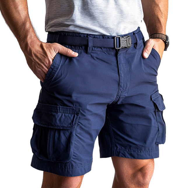 Men's Outdoor Cargo Shorts | Multi-Pocket Design | Solid Color | Adjustable Waist | Durable Cotton-Polyester Blend | Knee-Length | Comfortable Fit | Versatile for Hiking & Camping | Available in S-3XL Sizes