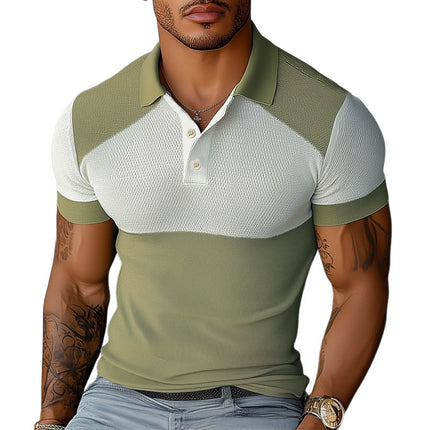 Men's Polo Shirt | Summer Business Polo | Colorblock Design | Knitted Fabric | Short Sleeves | Classic Collar | Breathable | Versatile | Sizes S-3XL | Men's Fashion | Casual & Professional Wear