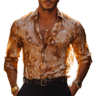 Men's Vintage Floral Chiffon Shirt | Floral Print | Slim Fit | Long Sleeve | Lapel Collar | Lightweight | Durable | Versatile Casual & Formal Wear | Comfortable Tailored Shirt