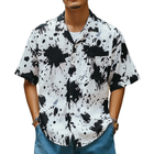 Men's Short Sleeve Shirt | Ink Splash Print | Lapel Collar | Loose Fit | Lightweight Breathable Fabric | Casual Summer Top | Stylish and Comfortable | Versatile Wardrobe Essential