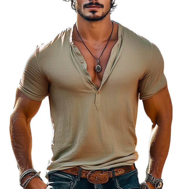 Men's V-neck T-Shirt | Short Sleeve | 100% Cotton | Solid Colors | Summer Casual Top | Sizes S-3XL | Breathable Fabric | Comfortable Fit
