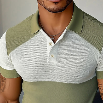 Men's Polo Shirt | Summer Business Polo | Colorblock Design | Knitted Fabric | Short Sleeves | Classic Collar | Breathable | Versatile | Sizes S-3XL | Men's Fashion | Casual & Professional Wear