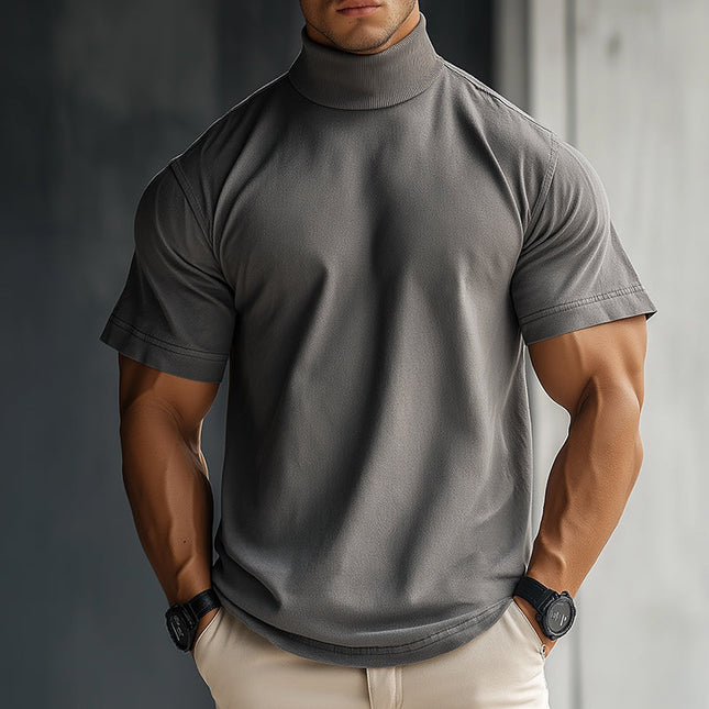 Men's Casual T-Shirt | Washed Finish High Collar | Short Sleeve Cotton Tee | Soft & Breathable Fabric | Comfortable Fit | Vintage Style | Available Sizes S to 3XL | Ideal for Summer Fashion