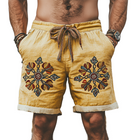 Men's Summer Shorts | Casual Western Style | Ramie Blend | Splicing Embroidery | Breathable Lightweight | Relaxed Fit | Versatile Wardrobe Staple | Comfortable Outdoor Wear