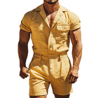 Men's Summer Jumpsuit | Casual Western Style | Multi-Pocket | Cotton & Linen Blend | Breathable Relaxed Fit | Versatile Styling for Casual & Semi-Casual | Comfortable & Functional Men's One-Piece