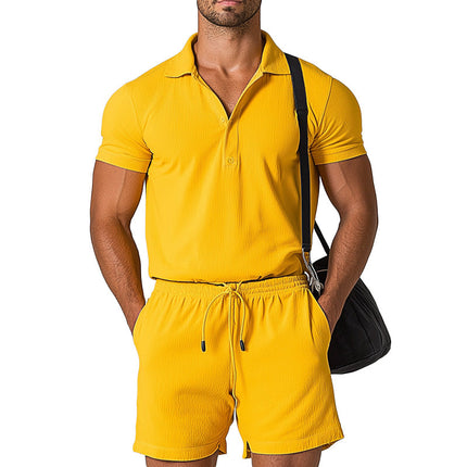 Men's Summer Suit | Cotton & Linen Blend | Short-Sleeved | Breathable Lightweight Design | Modern Fit | Comfortable Stylish Shorts Set | Perfect for Warm Days