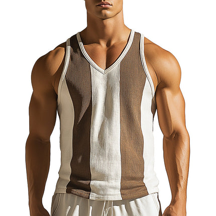 Men's Striped Tank Top | Summer Fashion | Cotton Linen Blend | Breathable & Soft | Casual Style | Comfortable Fit | Lightweight & Durable | Versatile Wardrobe Essential