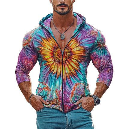 Men's Hoodie | Tie Dye Print | Zip-Up Design | Comfortable Fit | Durable Stitching | Casual Outerwear | Bold Fashion Statement | Versatile Layering | Cozy Fabric | High-Quality Material