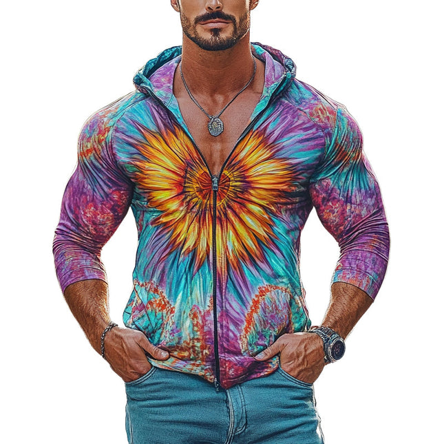 Men's Hoodie | Tie Dye Print | Zip-Up Design | Comfortable Fit | Durable Stitching | Casual Outerwear | Bold Fashion Statement | Versatile Layering | Cozy Fabric | High-Quality Material