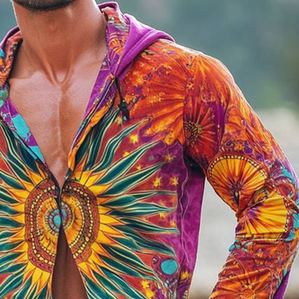 Men's Tie Dye Hoodie | Single Breasted | Casual Outerwear | Adjustable Hood | Comfortable Fit | Stylish Printed Design | Fashionable Sweatshirt | High-Quality Fabric | Versatile and Trendy Wear