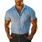 Men's Short Sleeve Striped Shirt | Casual Lapel Collar | Breathable Fabric | Comfortable Fit | Versatile Design | Classic Color Options | Perfect for Casual & Semi-Formal Occasions