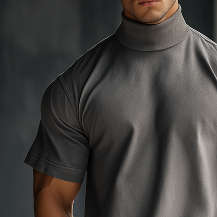 Men's Casual T-Shirt | Washed Finish High Collar | Short Sleeve Cotton Tee | Soft & Breathable Fabric | Comfortable Fit | Vintage Style | Available Sizes S to 3XL | Ideal for Summer Fashion