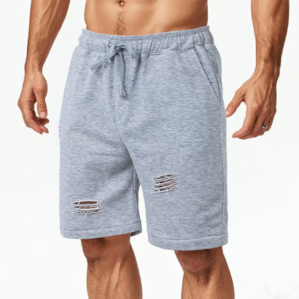 Men's Ripped Solid Color Sports Shorts | Casual Style | Premium Breathable Fabric | Versatile Color | Modern Design | Comfortable Fit